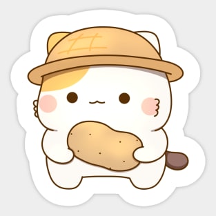 muffin cat holding potato Sticker